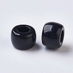 European Resin Large Hole Beads, Barrel, Black, 8x5~6mm, Hole: 4mm, about 2020pcs/500g(RESI-WH0002-06B)