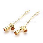 Iron Chain Extender, with Lobster Claw Clasps and Brass Cord Ends, Nickel Free, Golden, 37mm, Hole: 7.5mm, Cord End: 12x8mm, Hole: 7.5mm(KK-K002-7.5mm-G-NF)