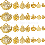 7 Styles Alloy Charms, Cadmium Free & Lead Free & Nickle Free, Shell Shapes, Golden, 11.5~25x8.5~17.5x2~3.5mm, Hole: 1.2~5mm, 12pcs/style(FIND-SC0012-83)