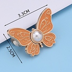 Butterfly Shape Alloy Enamel Adjustable Jean Button Pins, Waist Tightener, Sewing Fasteners for Garment Accessories, with Plastic Imitation Pearl, Orange, 25x35mm(FIND-WH0609-77KCG-07-1)