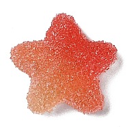 Resin Decoden Cabochons, Imitation Candy, Two Tone, Gradient Color, Star, Tomato, 17x18x6mm(CRES-Y001-02A-02)