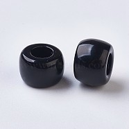 European Resin Large Hole Beads, Barrel, Black, 8x5~6mm, Hole: 4mm, about 2020pcs/500g(RESI-WH0002-06B)