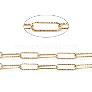 Soldered Textured Brass Paperclip Chains, Drawn Elongated Cable Chains, Long-Lasting Plated, with Spool, Real 18K Gold Plated, 20x6x1mm, about 16.4 Feet(5m)/roll(CHC-G005-21G)