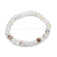 Natural Agate Bead Stretch Bracelets, Round, 2 inch~2-3/8 inch(5~6cm), Bead: 5.8~6.8mm(X-BJEW-K212-A-004)