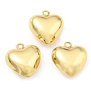 Brass Pendants, Long-Lasting Plated, Lead Free & Cadmium Free, Heart Charm, Real 18K Gold Plated, 20x18.5x9mm, Hole: 2mm(KK-K341-10C-G)