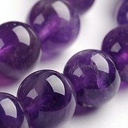 Round Natural Amethyst Gemstone Bead Strands, 8mm, hole: 1mm, about 48pcs/strand, 14.9 inch(G-J333-01-8mm)