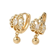 Brass Micro Pave Cubic Zirconia Dangle Earring, Hoop Earring for Women, Light Gold, 22x11.5mm(EJEW-L271-04KCG-02)
