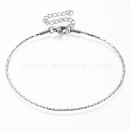 304 Stainless Steel Coreana Chain Bracelets, with Lobster Claw Clasps, Stainless Steel Color, 7-7/8 inchx1/8 inchx1/8 inch(200x1x1mm)(X-BJEW-K172-26P)