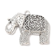 Tibetan Style Alloy Elephant Big Pendants, Cadmium Free & Lead Free, Antique Silver, 59x47.5x11mm, Hole: 4mm, about 28pcs/500g(TIBEP-Q043-280-RS)