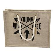 Jute Tote Bags Soft Cotton Handles Laminated Interior, with Handles, for Gifts Bags, Reusable Grocery Bag Shopping Tote Bag, Arrows Pattern, 59cm, 33.5x41x12cm, Fold: 33.5x41x1.1cm(ABAG-F003-08A)