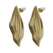 304 Stainless Steel Leaf Stud Earring for Women, Real 18K Gold Plated, 52.5x21.5mm(EJEW-C092-01G)
