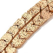 Electroplated Natural Lava Rock Beads Strands, Arrow, Light Gold Plated, 7~8x6~7x2.5~3mm, Hole: 1mm, about 63pcs/strand, 15.98''(40.6cm)(G-I360-X02-02)