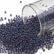 TOHO Round Seed Beads, Japanese Seed Beads, (181) Inside Color AB Crystal/Purple Lined, 11/0, 2.2mm, Hole: 0.8mm, about 5555pcs/50g(SEED-XTR11-0181)