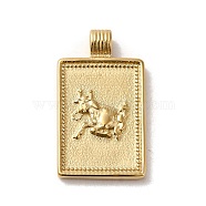 304 Stainless Steel Pendants, Rectangle with Constellations, Real 14K Gold Plated, Taurus, 25x14x2mm, Hole: 2mm(X-STAS-L022-306G-02)