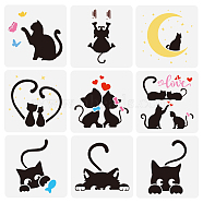 9Pcs 9 Styles PET Hollow Out Drawing Painting Stencils, for DIY Scrapbook, Photo Album, Cat Shape, 150x150mm, 9 styles, 1pc/style, 9pcs/set.(DIY-WH0394-0307)