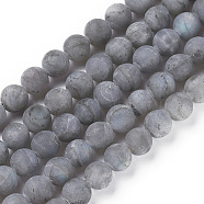 Natural Labradorite Beads Strands, Frosted, Round, 8mm in diameter, Hole: 0.8mm, about 50~51pcs/strand, 15.74 inch(40cm)(G-I218-02)