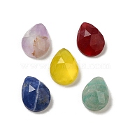 Natural Mixed Stone Cabochons, Teardrop, Faceted, Mixed Dyed and Undyed, 6x8x3mm(G-L514-03A)