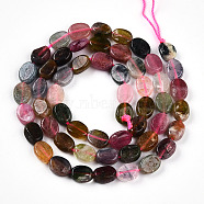 Natural Tourmaline Beads Strands, Flat Oval, 7~7.5x5.5~6x2.5~4.5mm, Hole: 0.6mm, about 54~55pcs/strand, 15.67~15.98''(39.8~40.6cm)(G-T140-14)