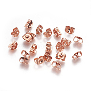304 Stainless Steel Friction Ear Nuts, Rose Gold, 6x4.5x3.5mm, Hole: 0.9mm(X-STAS-P227-29RG)