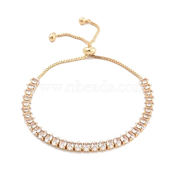 Brass Pave Clear Cubic Zirconia Horse Eye Box Chain Slider Bracelets, Nickle Free, Long-Lasting Plated, Golden, 10-1/4 inch(26cm), link: 3x6mm(BJEW-B094-06B-G)