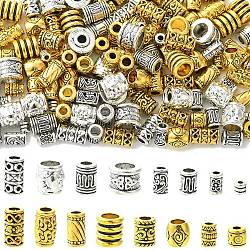 160Pcs 16 Styles Tibetan Style Zinc Alloy Beads, Large Hole Beads, Lead Free & Cadmium Free, Mixed Shape, Antique Silver & Antique Golden, 6~10x5~9.8mm, Hole: 2~7.5mm, 10pcs/style(TIBEB-YW00010-41)