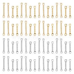 80Pcs 8 Styles 201 Stainless Steel Connector Charms, Bar Links, Golden & Stainless Steel Color, 12~15x1~1.3x1~1.2mm, Hole: 1~1.2mm, 10pcs/style(STAS-UN0055-55)