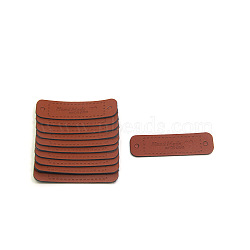 Imitation Leather Label Tags, Handmade Embossed Tag, with Holes, for DIY Jeans, Bags, Shoes, Hat Accessories, Rectangle with word & Heart, Saddle Brown, 50x15mm(PW-WG33597-01)