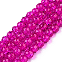 Crackle Glass Beads Strands, Round, Fuchsia, 8mm, Hole: 1.3~1.6mm, 31.4 inch(X-CCG-Q001-8mm-08)