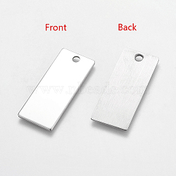 304 Stainless Steel Rectangle Pendants, Stamping Blank Tag, Stainless Steel Color, 38x16x1mm, Hole: 3mm(X-STAS-R058-02)
