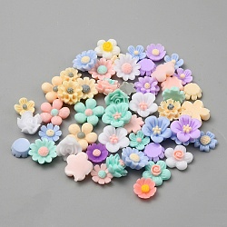 50Pcs Resin Cabochons, Rose Flower, Mixed Color, 9~14x3.5~7mm(RESI-TAC0002-80B)
