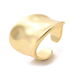 Brass Open Cuff Rings, Wide Band Rings, Real 18K Gold Plated, US Size 7 1/4(17.5mm)(RJEW-P098-22G)