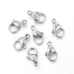 Tarnish Resistant 304 Stainless Steel Lobster Claw Clasps, Parrot Trigger Clasps, Stainless Steel Color, 19x12x5mm, Hole: 2.5mm(STAS-H353-G-02P)