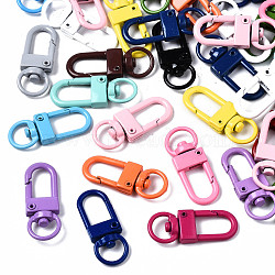 Spray Painted Eco-Friendly Alloy Swivel Snap Hooks Clasps, Cadmium Free & Nickel Free & Lead Free, Mixed Color, 33.5x12.5x5mm, Hole: 5x9mm(PALLOY-T080-02-NR)