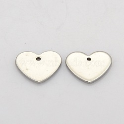Heart 304 Stainless Steel Stamping Blank Tag Charms, Stainless Steel Color, 11x12x1mm, Hole: 0.5mm(STAS-N025-09)