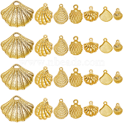7 Styles Alloy Charms, Cadmium Free & Lead Free & Nickle Free, Shell Shapes, Golden, 11.5~25x8.5~17.5x2~3.5mm, Hole: 1.2~5mm, 12pcs/style(FIND-SC0012-83)