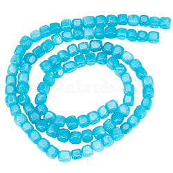 Natural Quartz Beads Strands, Imitation Amazonite, Dyed, Faceted, Square, Deep Sky Blue, 8~9x7.5~8x6.5~7mm, Hole: 0.8mm, about 43~49pcs/strand, 14.76~14.96''(37.5~38cm)(G-WH0025-25A)