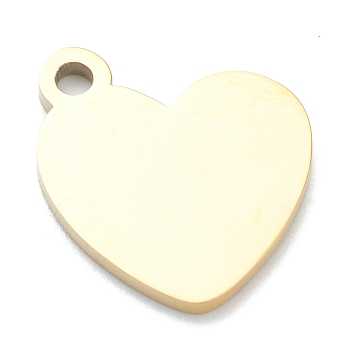 Ion Plating(IP) 304 Stainless Steel Pendants, Stamping Blank Tag, Heart, Real 18K Gold Plated, 16x16x2mm, Hole: 1.5mm