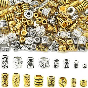 160Pcs 16 Styles Tibetan Style Zinc Alloy Beads, Large Hole Beads, Lead Free & Cadmium Free, Mixed Shape, Antique Silver & Antique Golden, 6~10x5~9.8mm, Hole: 2~7.5mm, 10pcs/style