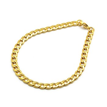 304 Stainless Steel Curb Chain/Twisted Chain Bracelet Making, with Lobster Claw Clasps, Golden, 8-1/4 inch(210mm), 5.5mm