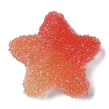 Resin Decoden Cabochons, Imitation Candy, Two Tone, Gradient Color, Star, Tomato, 17x18x6mm