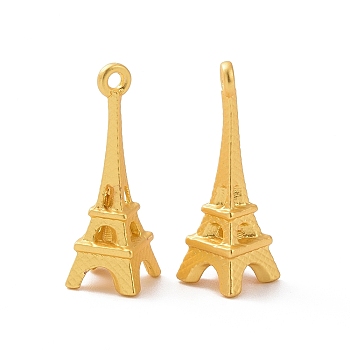 Rack Plating Alloy Pendants, Eiffel Tower Charms, Matte Gold Color, 24x8x8mm, Hole: 1.4mm