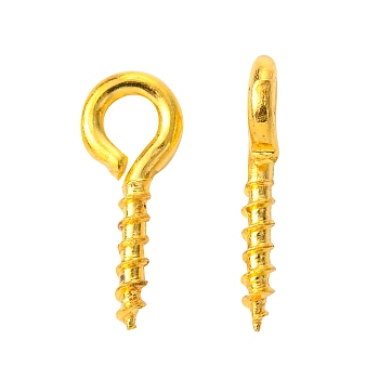 Iron Screw Eye Pin Peg Bails, For Half Drilled Beads, Golden, about 10mm long, 4mm wide, 1mm thick, hole: 2mm, about 550pcs/50g