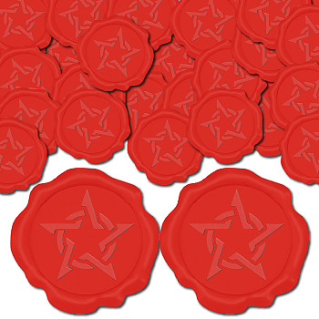 50Pcs Adhesive Wax Seal Stickers, Envelope Seal Decoration, For Craft Scrapbook DIY Gift, Red, Star, 30mm