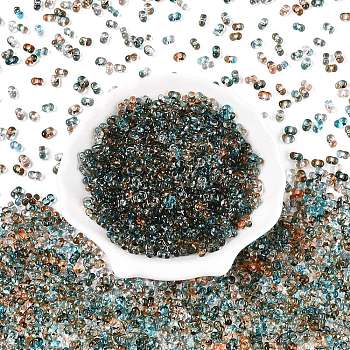 Spray Painted Glass Seed Beads, Peanut, Cadet Blue, 6~6.5x4x3mm, Hole: 1.4~1.5mm, about 4000pcs/pound