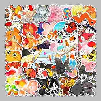 Adhesive Sticker Labels, for Suitcase, Skateboard, Refrigerator, Helmet, Mobile Phone Shell, Fish Pattern, 55~88x55~85mm)