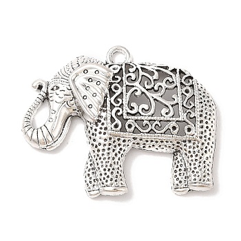 Tibetan Style Alloy Elephant Big Pendants, Cadmium Free & Lead Free, Antique Silver, 59x47.5x11mm, Hole: 4mm, about 28pcs/500g