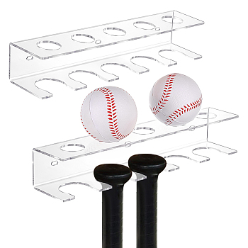 U-shaped Acrylic Baseball Holder, with Screw & Plastic Anchor Plug, Clear, 54x300x63mm