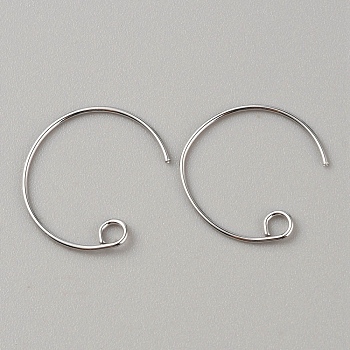 Brass Earring Hooks, Ear Wire, Platinum, 19x18x1mm, Hole: 2.3mm