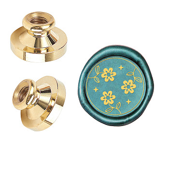 Wax Seal Brass Stamp Head, for Wax Seal Stamp, Flower Pattern, 25x14.5mm