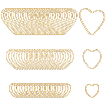 60Pcs 3 Style Brass Linking Rings, Long-Lasting Plated, Heart, Real 24K Gold Plated, 6~12x7.5~13.5x1mm, Inner Diameter: 6~12.5x5~10mm, 20pcs/style